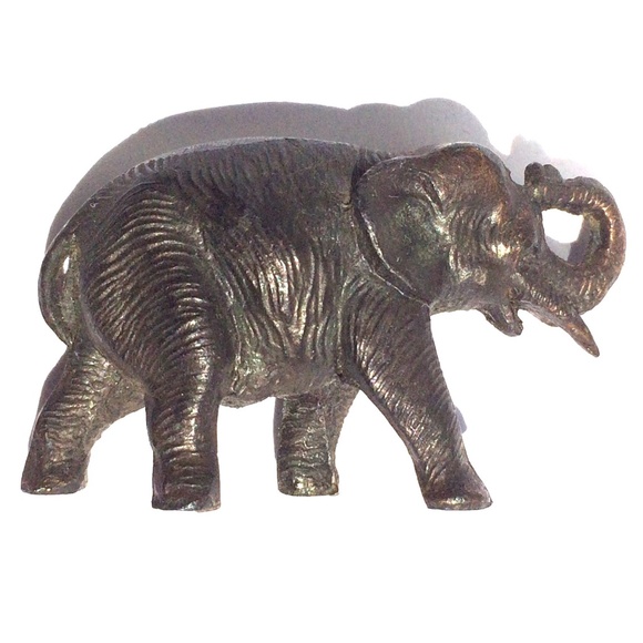 Vintage Miniature Elephant Figurine with Trunk Up  -  Solid Cast Metal - Picture 5 of 9